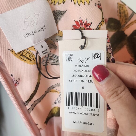 NWT Cinq a Sept Xiomara Floral Dress Gown Soft Pink Multi Size 6 - Picture 15 of 17